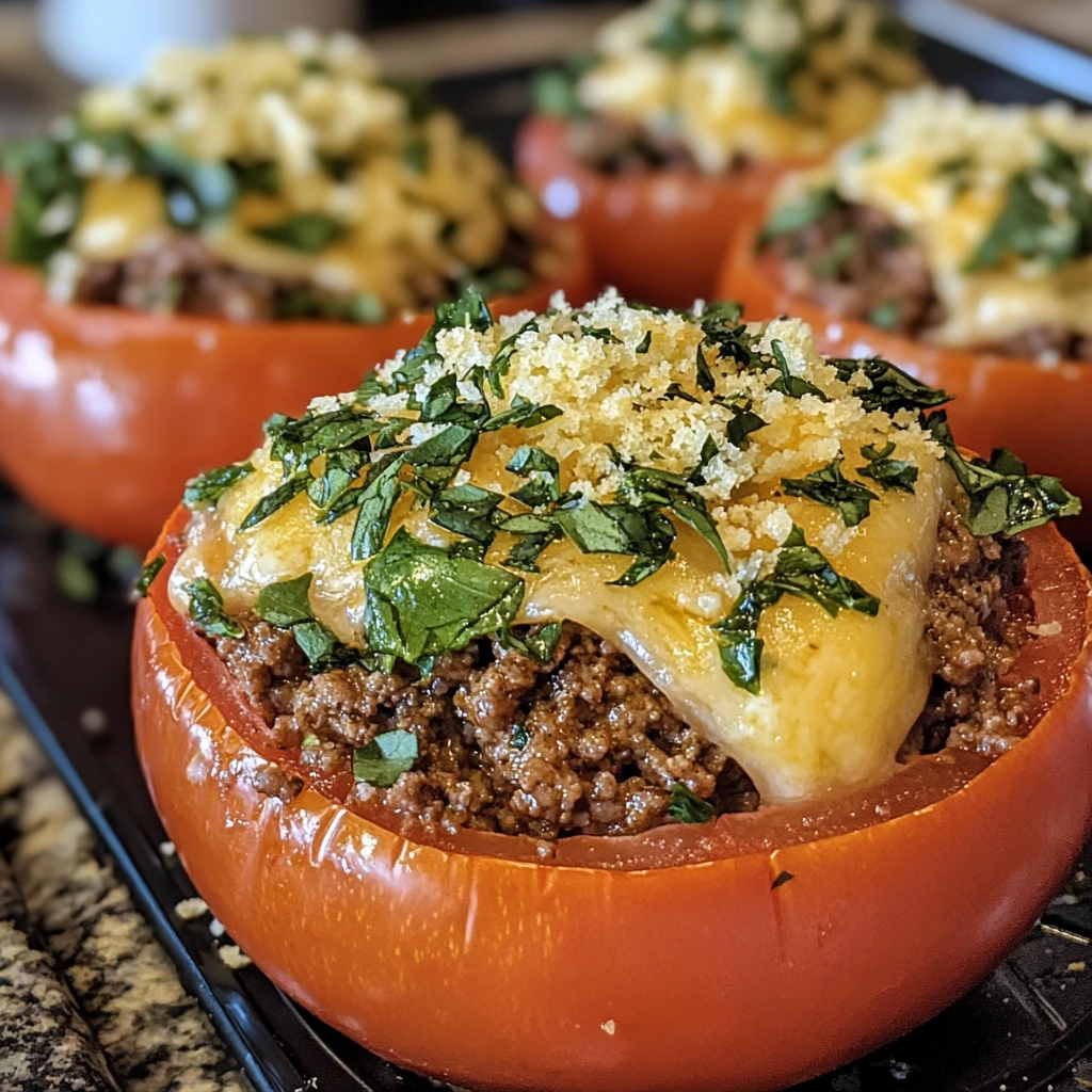 Cheeseburger Stuffed Tomatoes